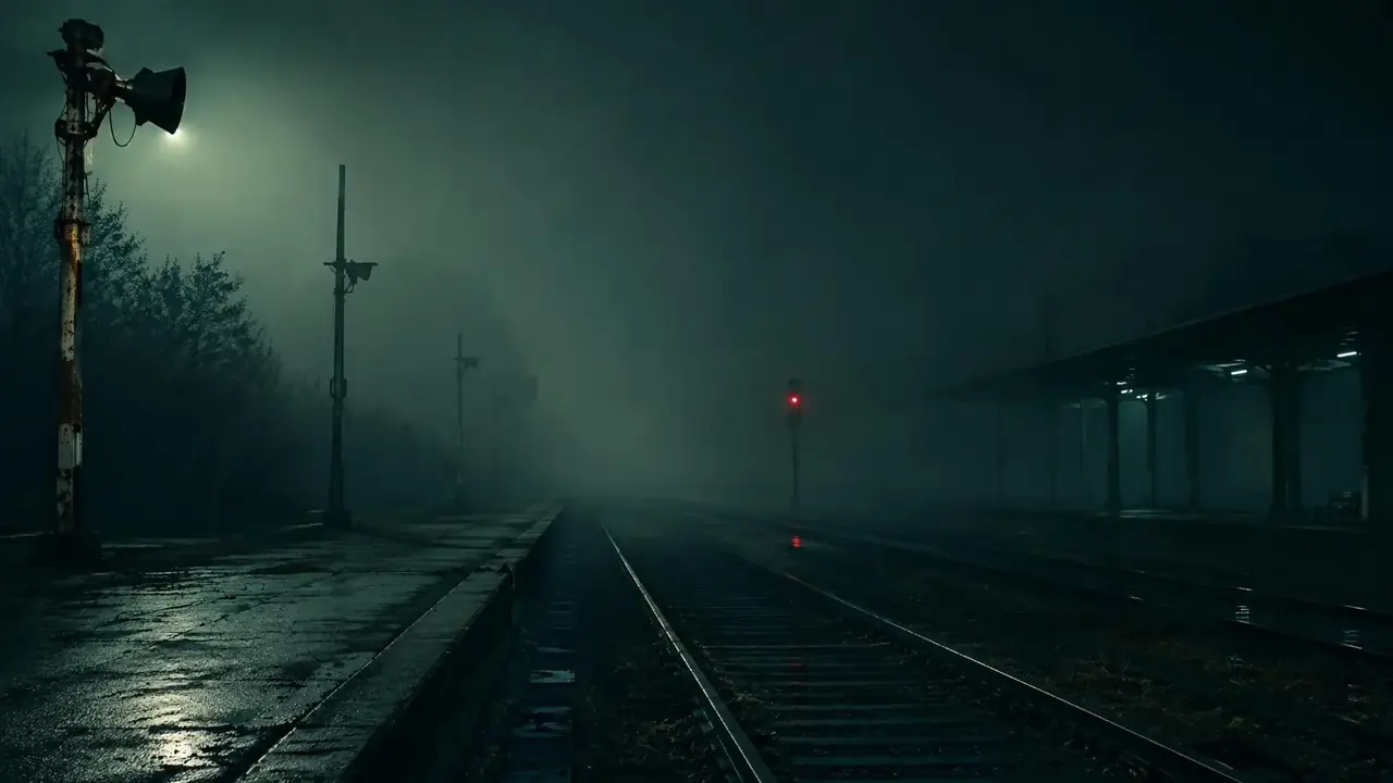 回声站台 雨夜场景插画