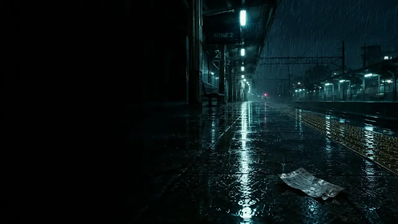 第七天的车票 雨夜场景插画